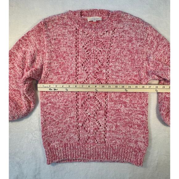 Sezane Rosita Balloon Sleeve Jumper Knit Sweater Pink Red White Small - Picture 10 of 10